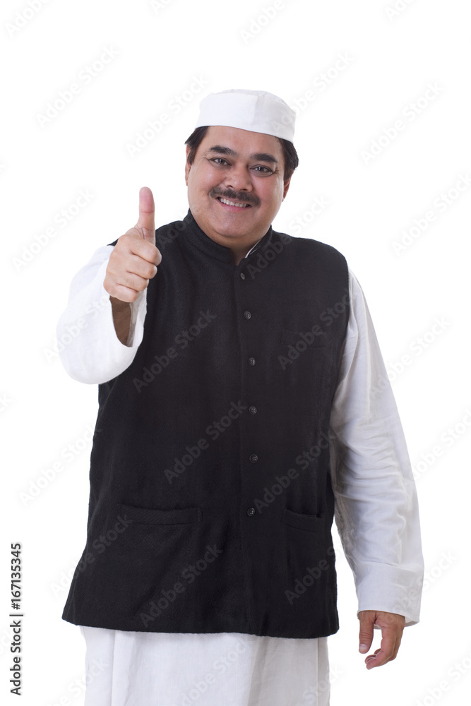 Politician giving thumbs up 