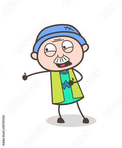 Cartoon Shouting Grandpa Expression Vector Illustration