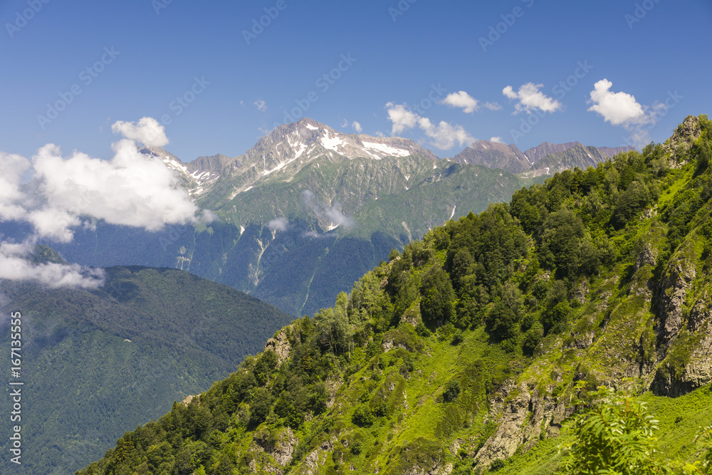 Panoramic view of mount Chugush (Western Caucasus)