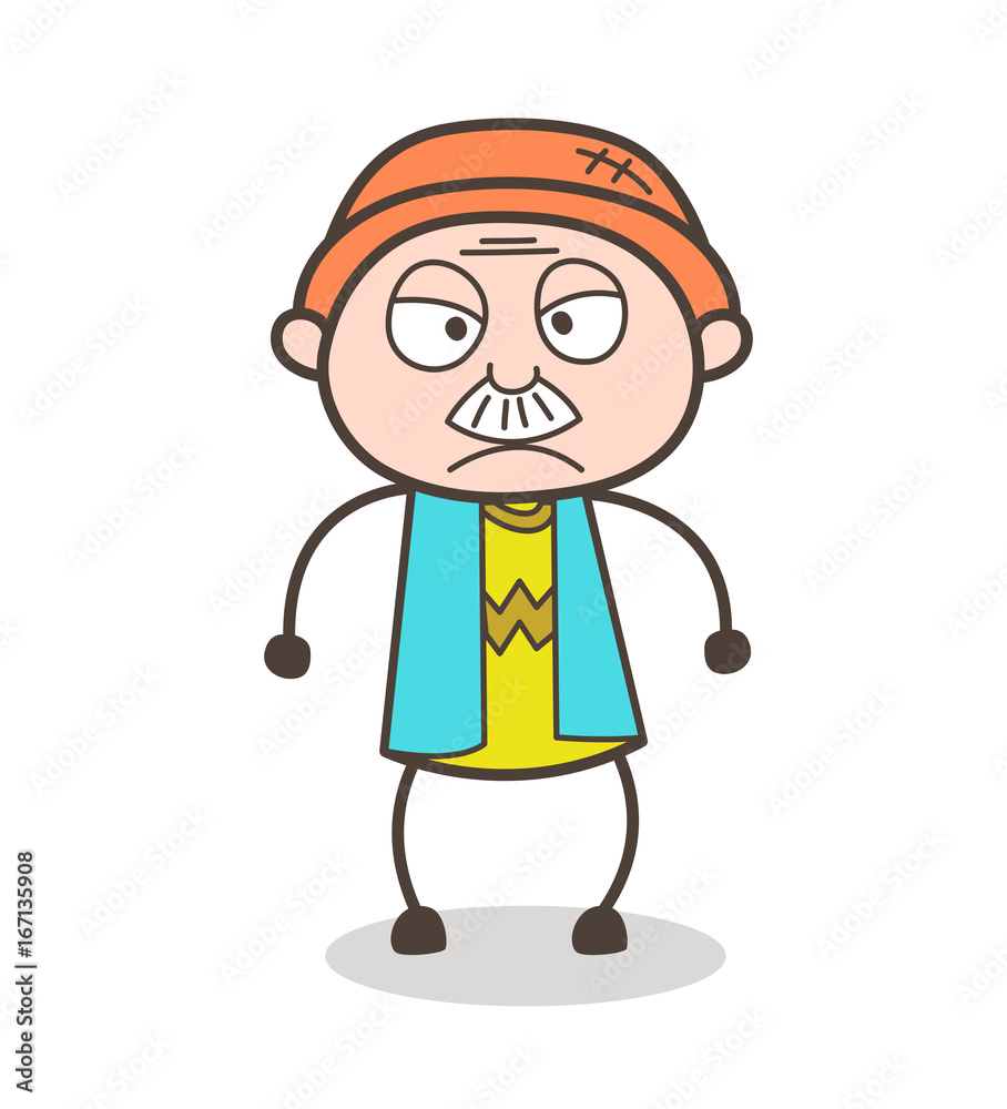 Cartoon Aggressive Grandpa Expression Vector Illustration Cartoon Aggressive Grandpa Expression Vector Illustration
