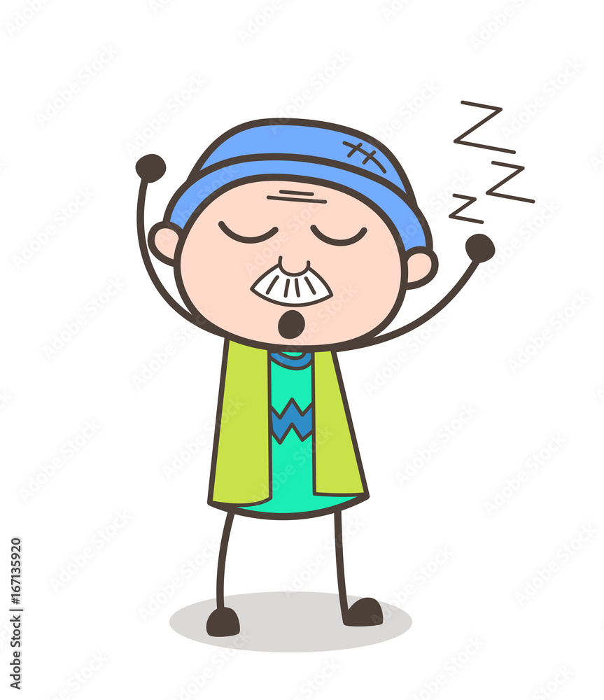 Cartoon Sleepy Grandpa Vector Expression Cartoon Sleepy Grandpa Vector Expression