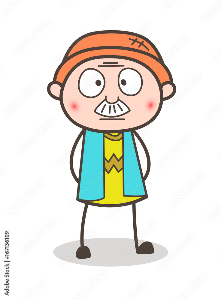 Cartoon Old Person Fearful Face Vector Illustration Cartoon Old Person Fearful Face Vector Illustration