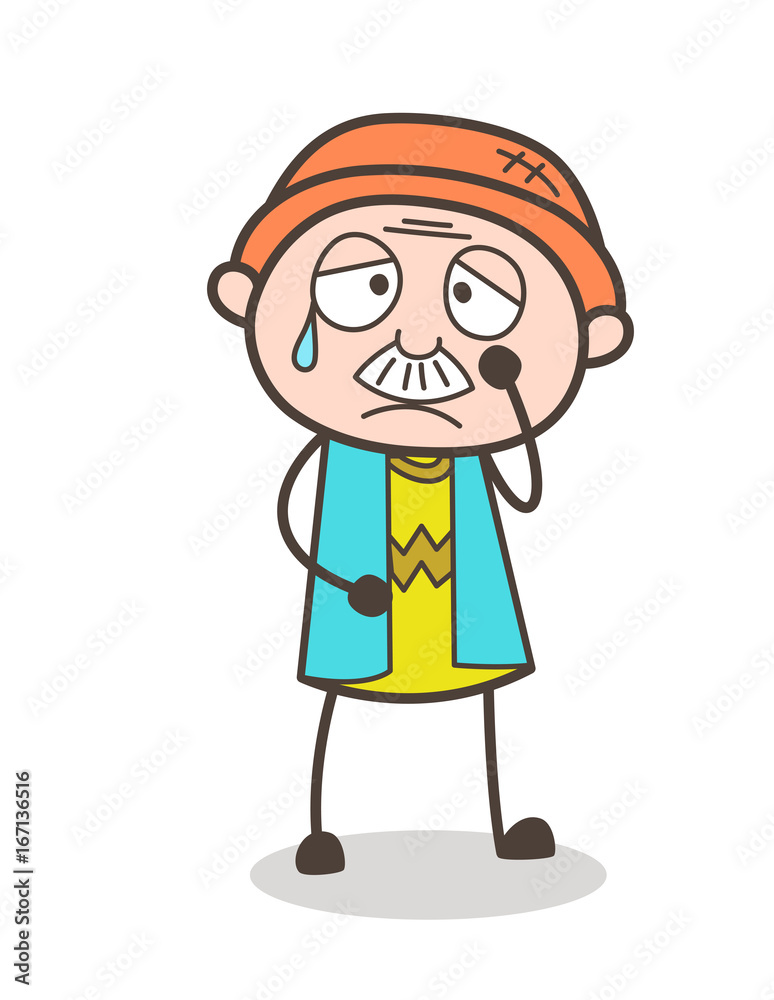 Cartoon Old Man Disappointed Face Vector Illustration Cartoon Old Man Disappointed Face Vector Illustration