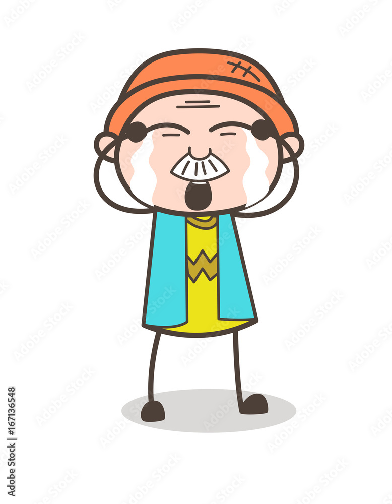 Cartoon Granddad Crying Face Vector Illustration Cartoon Granddad Crying Face Vector Illustration