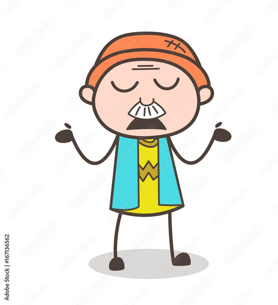 Cartoon Grandpa Feeling Shrugging Vector Illustration Cartoon Grandpa Feeling Shrugging Vector Illustration