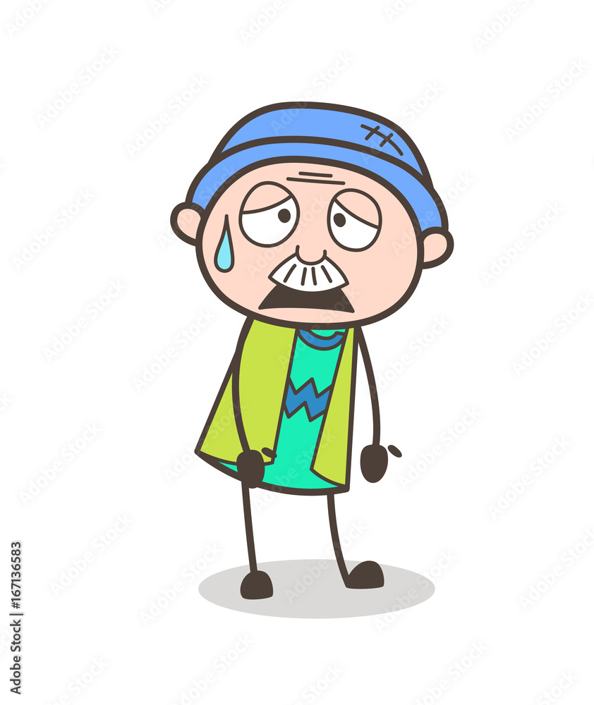 Cartoon Old Person Disappointed Face Vector Illustration Cartoon Old Person Disappointed Face Vector Illustration
