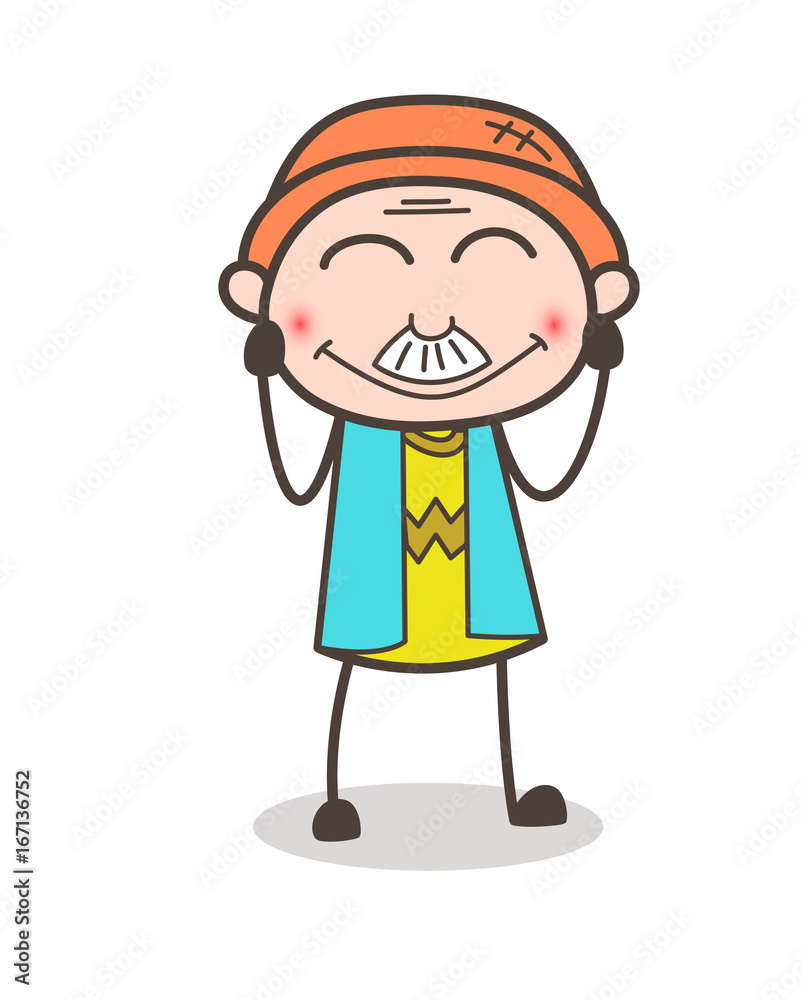 Cartoon Old Man Smiling Face with Smiling Eyes Vector Illustration Cartoon Old Man Smiling Face with Smiling Eyes Vector Illustration