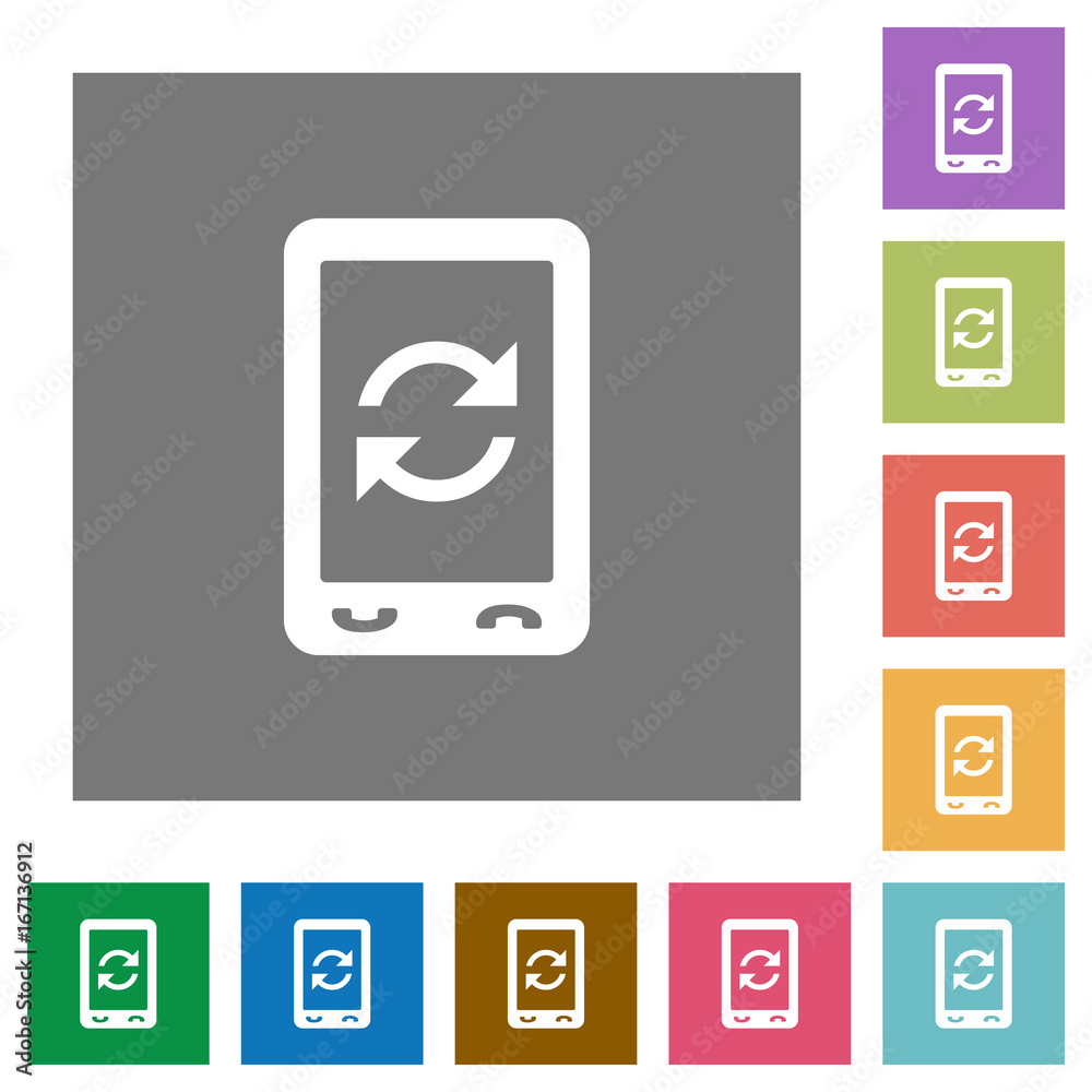 Mobile syncronize square flat icons Mobile syncronize square flat icons