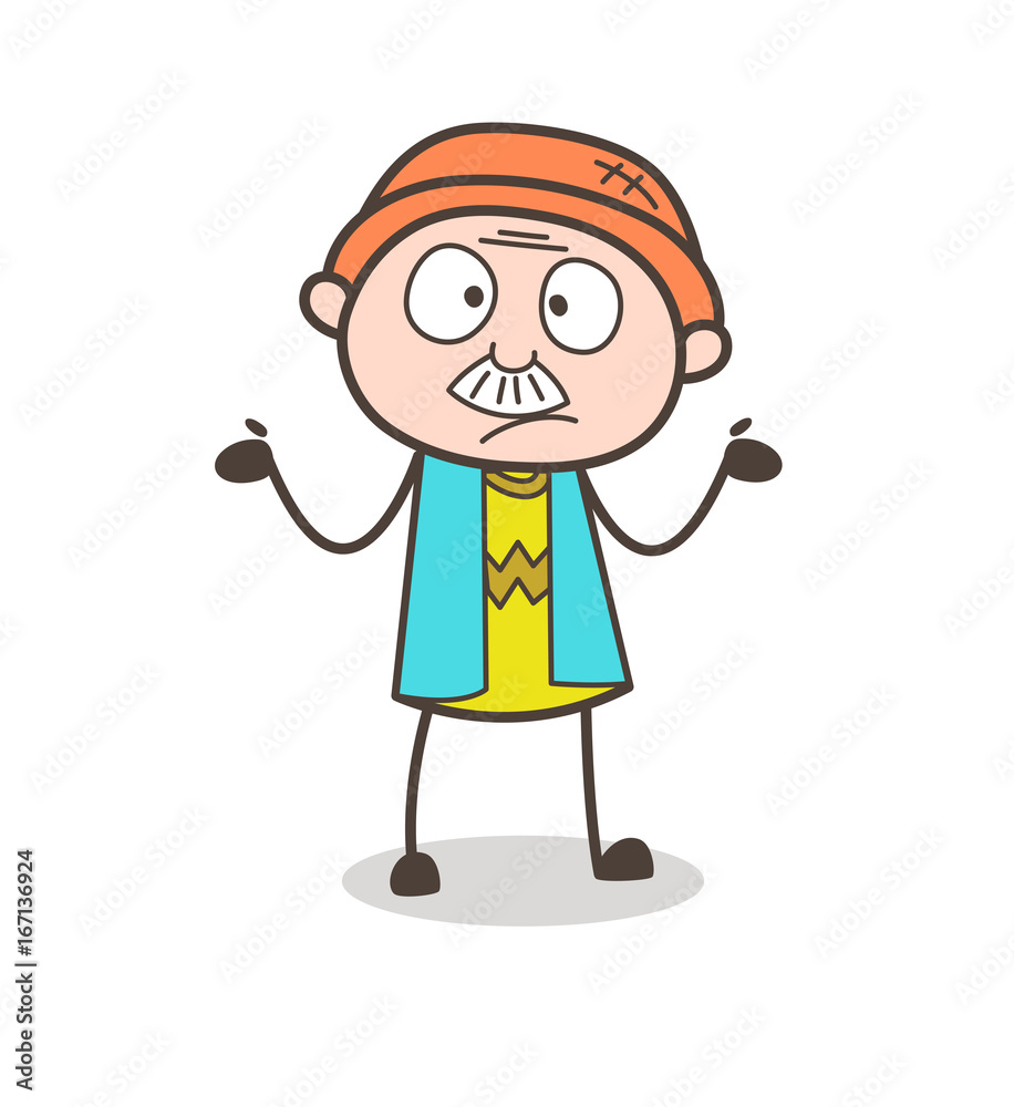 Cartoon Grandpa Unknown Expression Vector Illustration Cartoon Grandpa Unknown Expression Vector Illustration