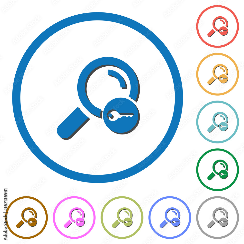 Secure search icons with shadows and outlines Secure search icons with shadows and outlines