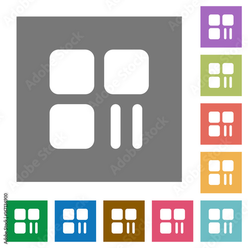 Component pause square flat icons