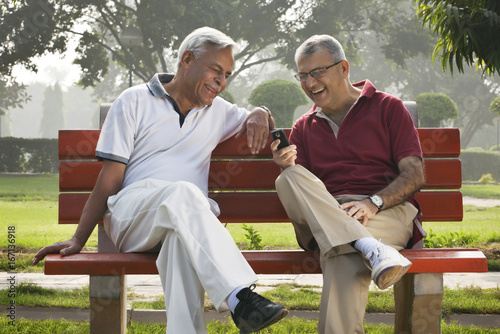 Εκτύπωση καμβά Old men reading an sms
