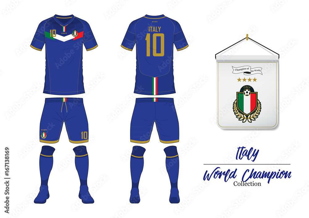 sikkerhed Rengør soveværelset Skinnende Soccer jersey or football kit in World Championship Collection. Italy  football national team. Football logo with house flag. Sport shirt mock up.  Front and rear soccer uniform. Vector Illustration. Stock Vector 