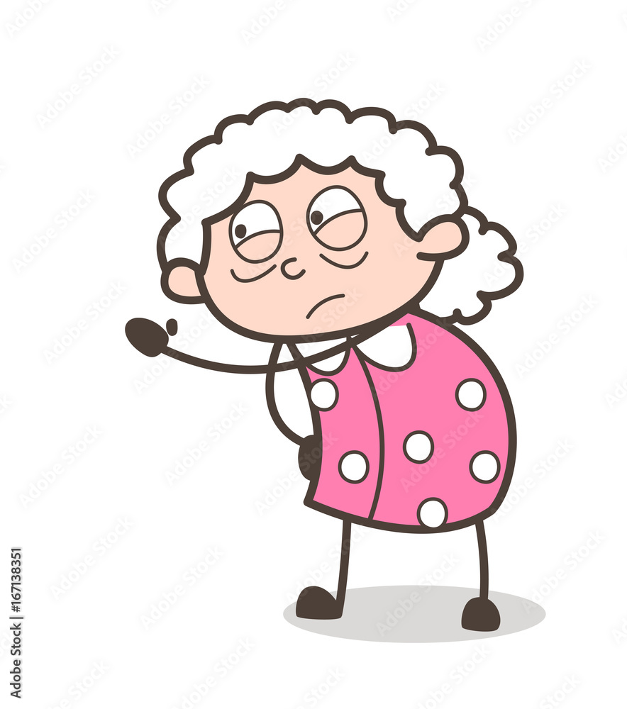 Cartoon Old Lady Frowning Face Expression Vector Illustration Cartoon Old Lady Frowning Face Expression Vector Illustration