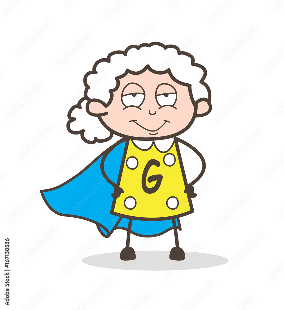 Fototapeta premium Cartoon Super-Granny Character Vector
