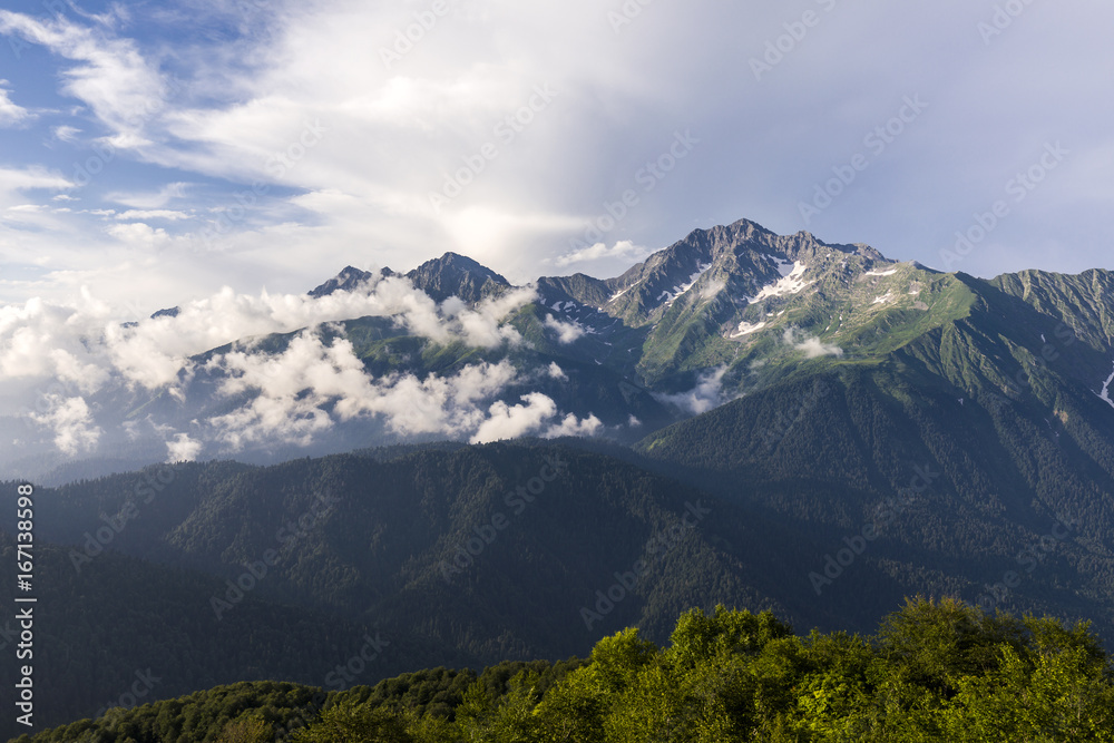 Panoramic view of mount Chugush (Western Caucasus)