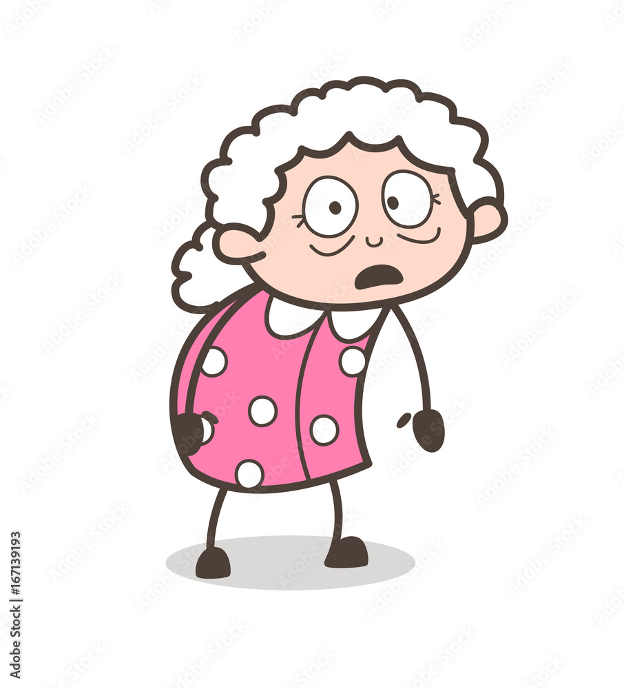 Cartoon Fearful Old Woman Expression Vector Illustration Cartoon Fearful Old Woman Expression Vector Illustration
