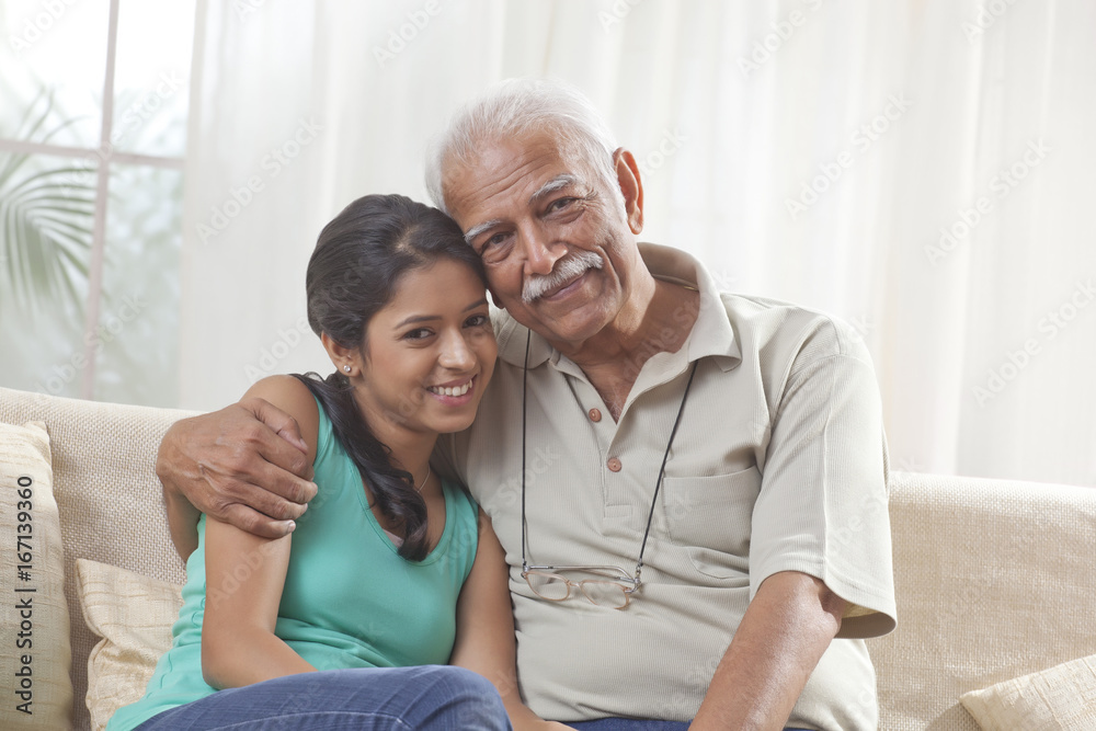 Portrait of a grandfather and granddaughter Portrait of a grandfather and granddaughter