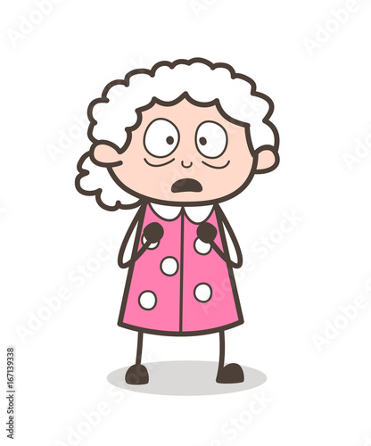 Cartoon Shocked Granny Face Expression