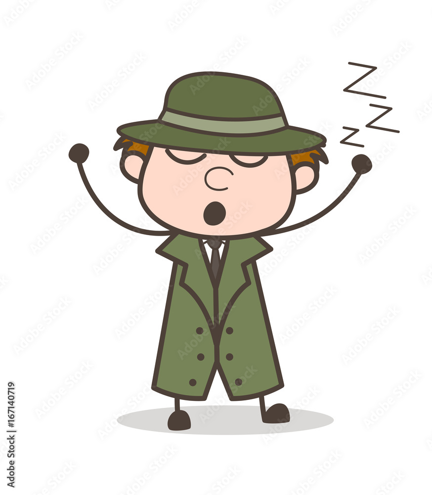 Cartoon Lazy Detective Sleeping Vector Illustration Cartoon Lazy Detective Sleeping Vector Illustration
