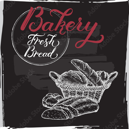 Bakery template with hand lettering on black background