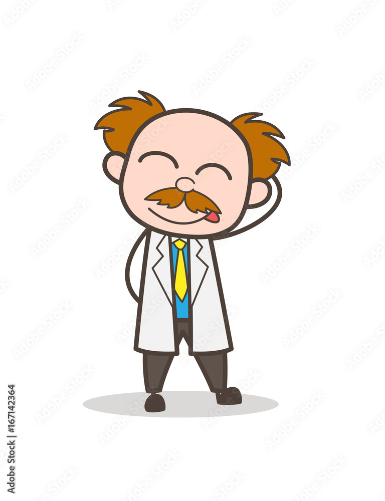 Cartoon Naughty Scientist Blushing Vector Illustration Cartoon Naughty Scientist Blushing Vector Illustration