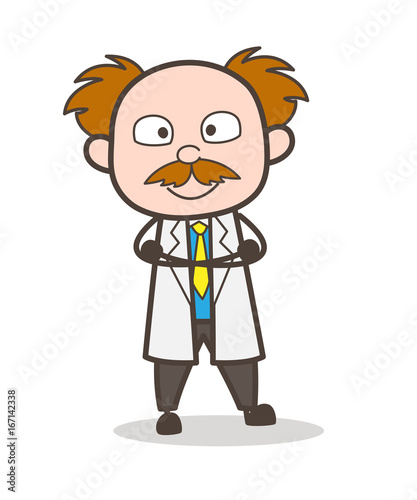 Cartoon Happy Scientist Standing Pose Vector Illustration