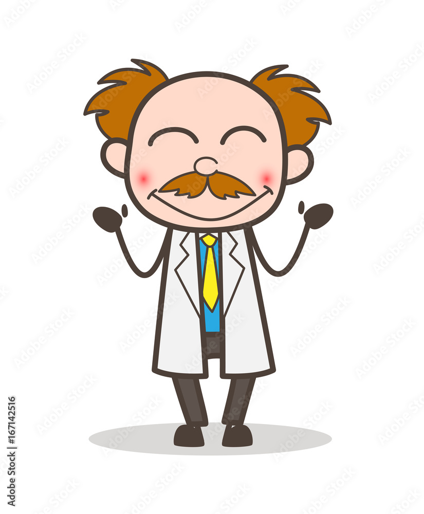 Cartoon Scientist Blushing Face Vector Concept Cartoon Scientist Blushing Face Vector Concept