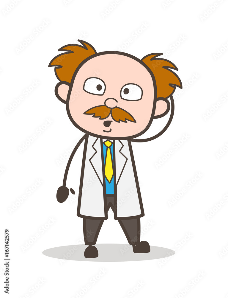 Cartoon Scientist Shocking Expression Vector Cartoon Scientist Shocking Expression Vector