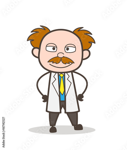 Cartoon Scientist Smiling Face