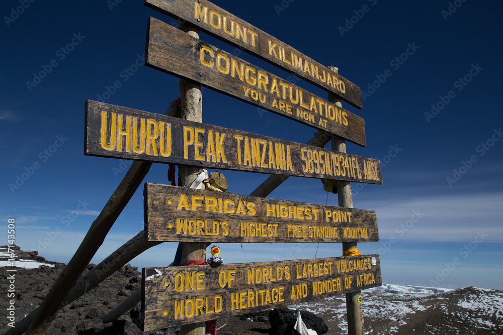 Uhuru Peak Kilimanjaro Summit Sign Stock Photo | Adobe Stock