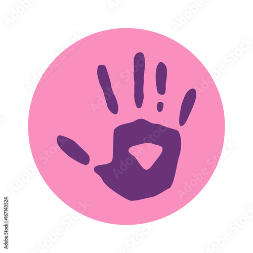 Vector hand print isolated on pink background. Vector illustration.