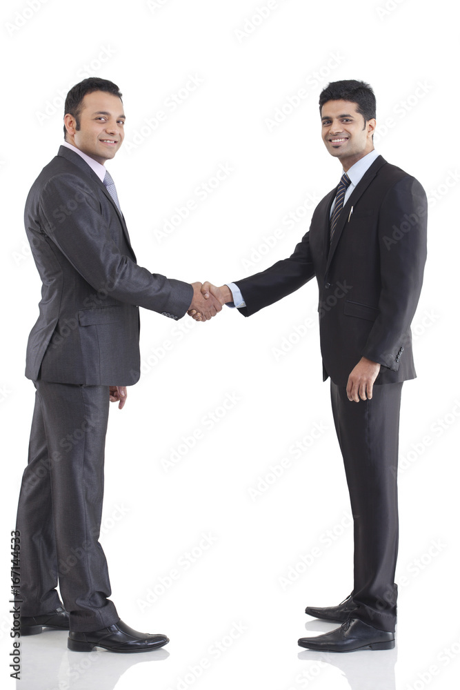 Portrait of two businessmen shaking hands 