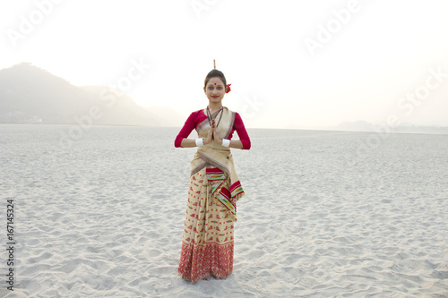 Portrait of Bihu dancer greeting  photo