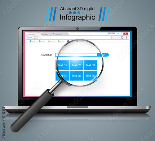 A realistic business magnifier. Zoom in and find.