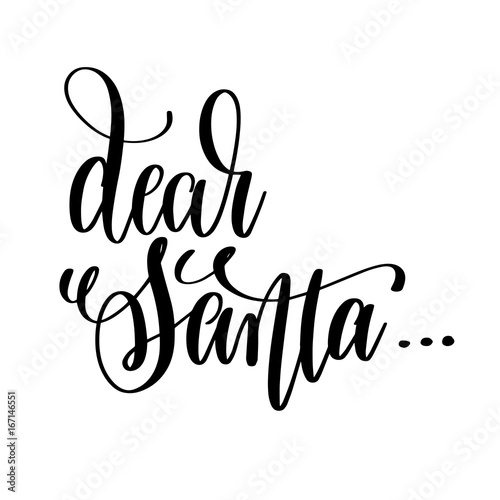 dear santa hand lettering inscription to winter holiday 