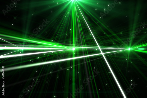 Flashing green glow laser composition 3d illustration