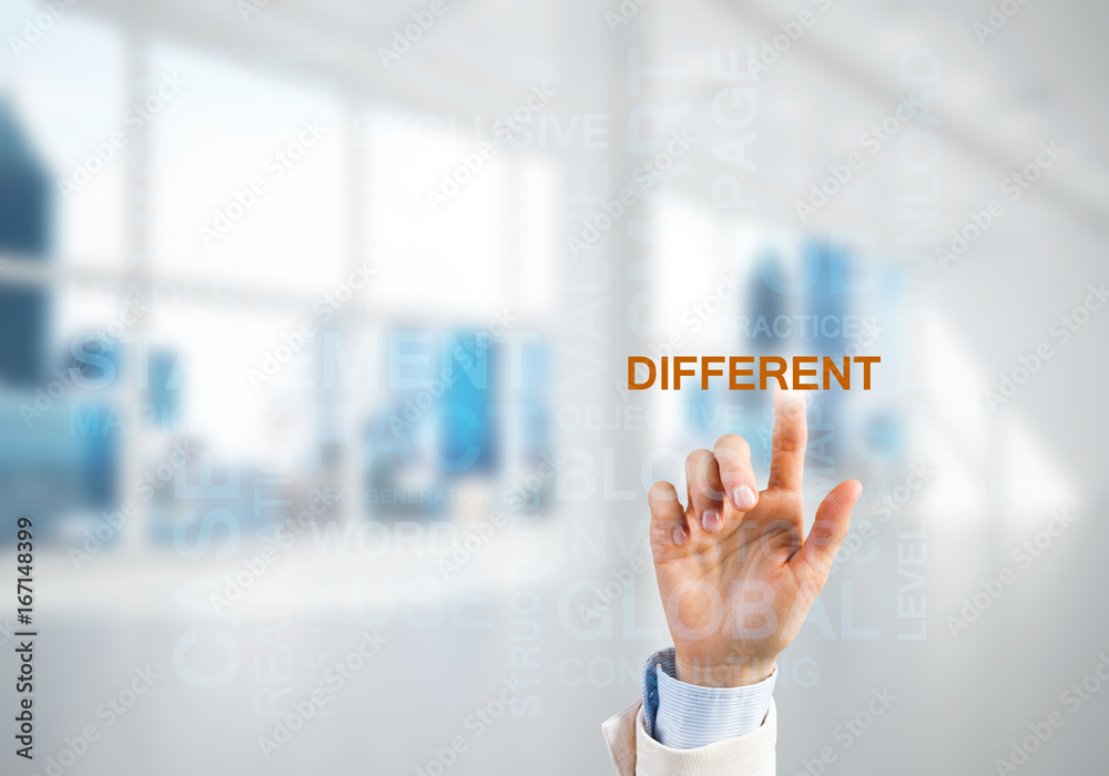 Concept of modern business with palm choocing on of keywords for success Concept of modern business with palm choocing on of keywords for success