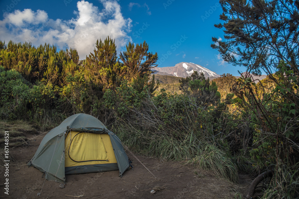 Campsite view in Kilimanjaro Machame route trail