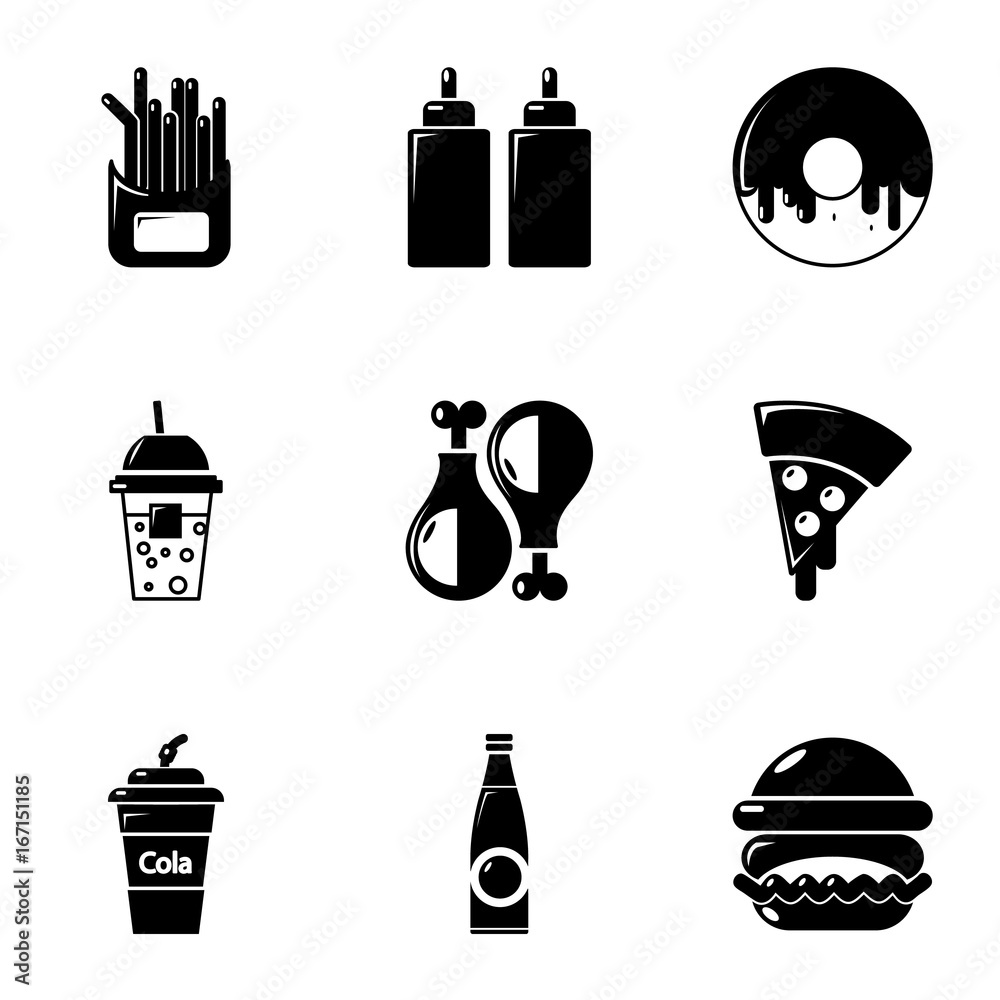 Food and drinks icons set, simple style Food and drinks icons set, simple style