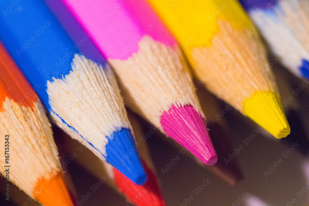 Colored pencils on the table. Colored pencils on the table.