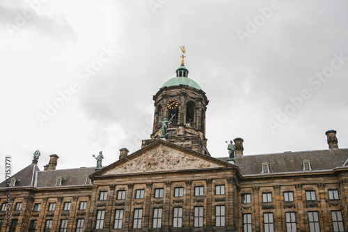 Dome of The Royal Palace city hall in Amsterdam. 