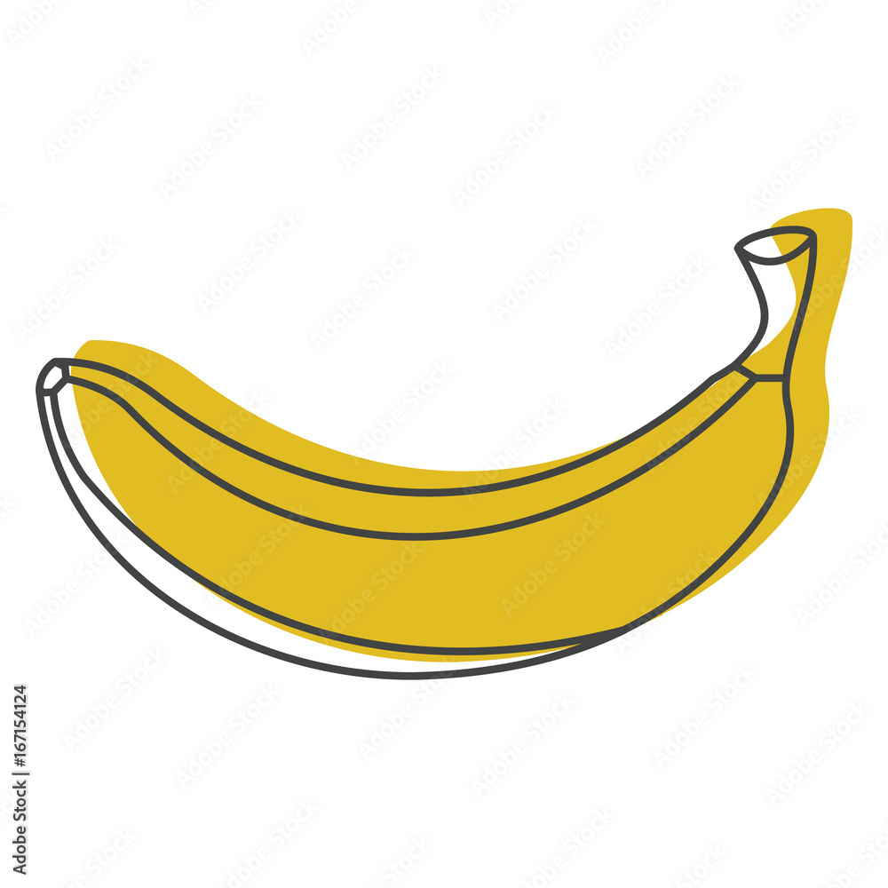 Yellow banana in doodle style icons vector illustration for design and web isolated on white