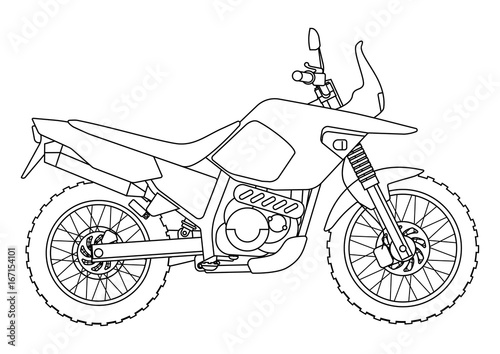 Hand draw style of a vector new motorcycle illustration for coloring book