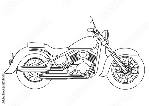 Hand draw style of a vector new motorcycle illustration for coloring book