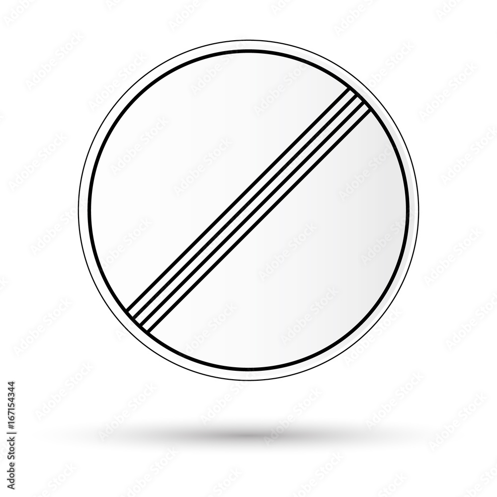 White round road sign end of all restrictions White round road sign end of all restrictions