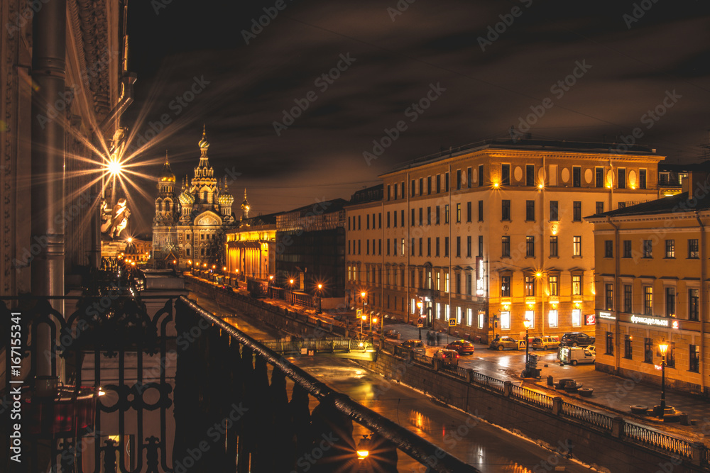 Saint Petersburg's night from balcony