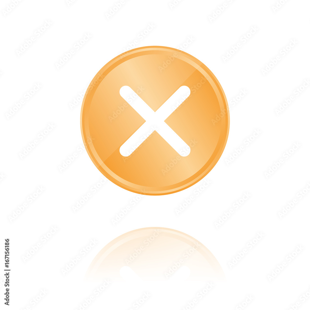 Fototapeta premium Kreuz Bronze Münze mit Reflektion