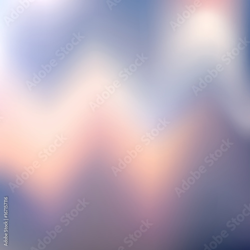 Abstract blurred background with zigzags. Colorful textured template, Soft gentle design of  blue, purple, pink, violet, yellow gradient waves pattern. Vector EPS 10 illustration