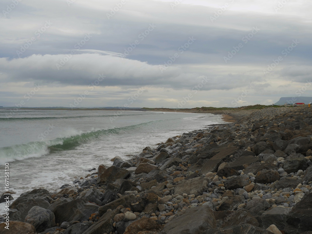 Waves running on Strandhill beach, county Sligo Ireland.